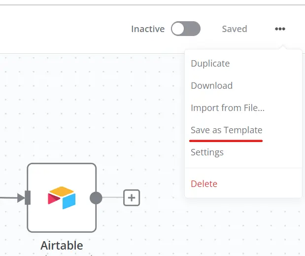 Flomenco Templates feature with 'Save as Template' option highlighted in the dropdown menu.